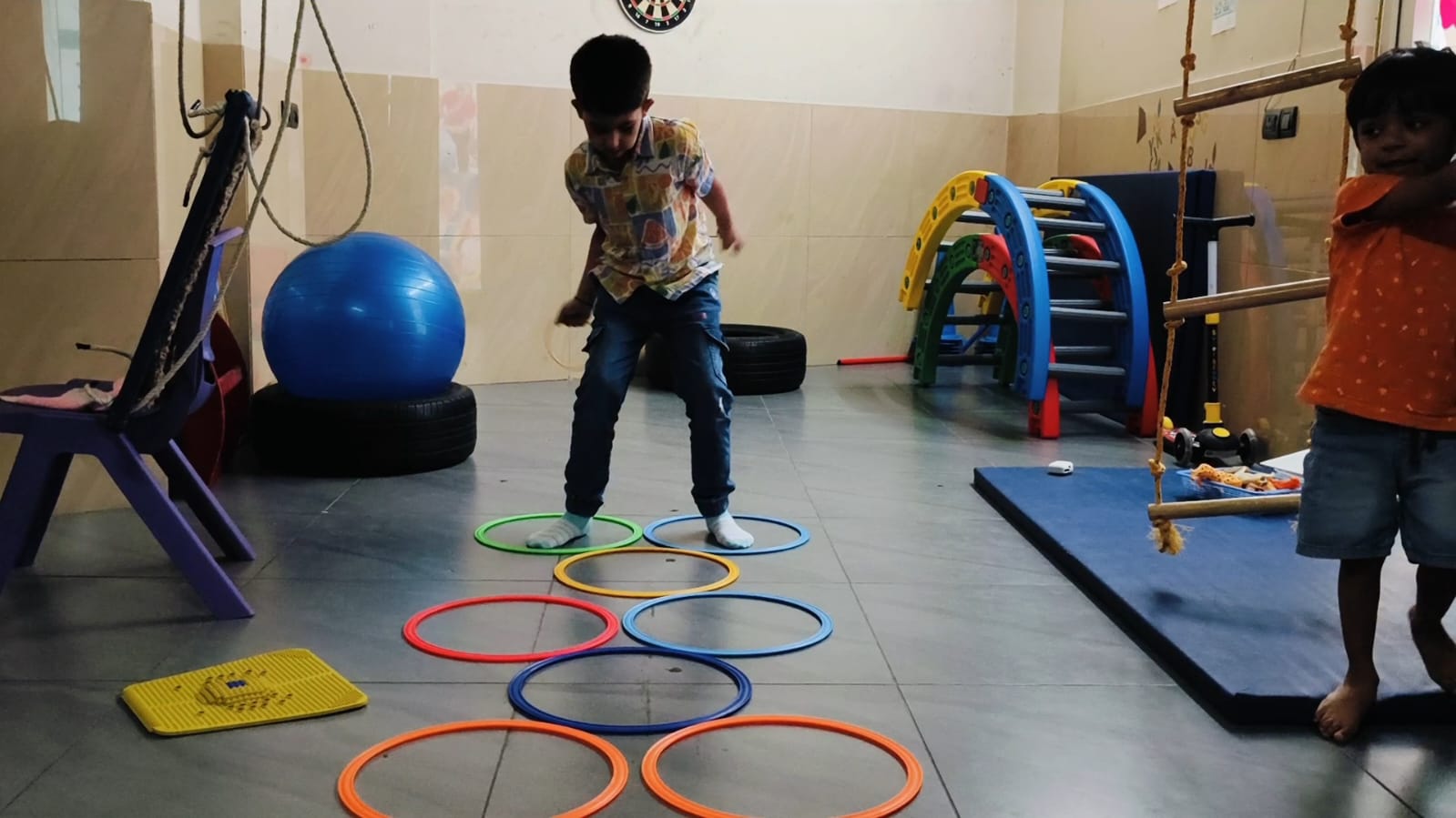Therapist working with child